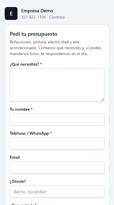 Presupuestos en el celular